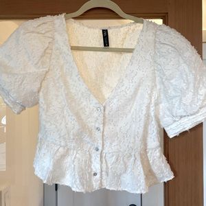 Zara cream button up crop top